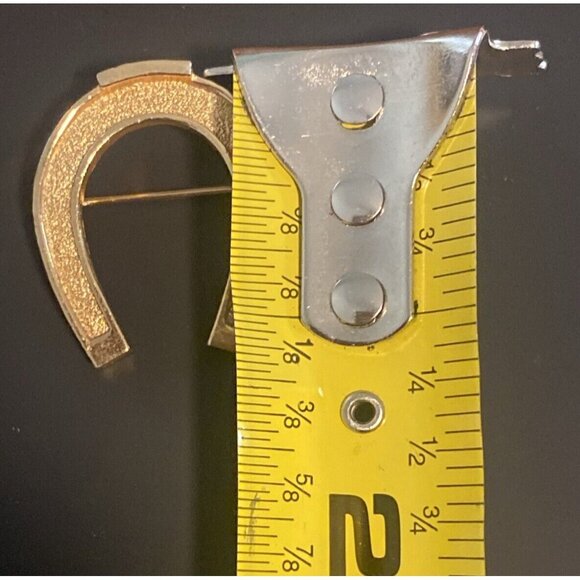 Rare Vintage Napier Signed Horseshoe Brooch Pin Gold Tone Equestrian Horse Retro - Picture 10 of 15